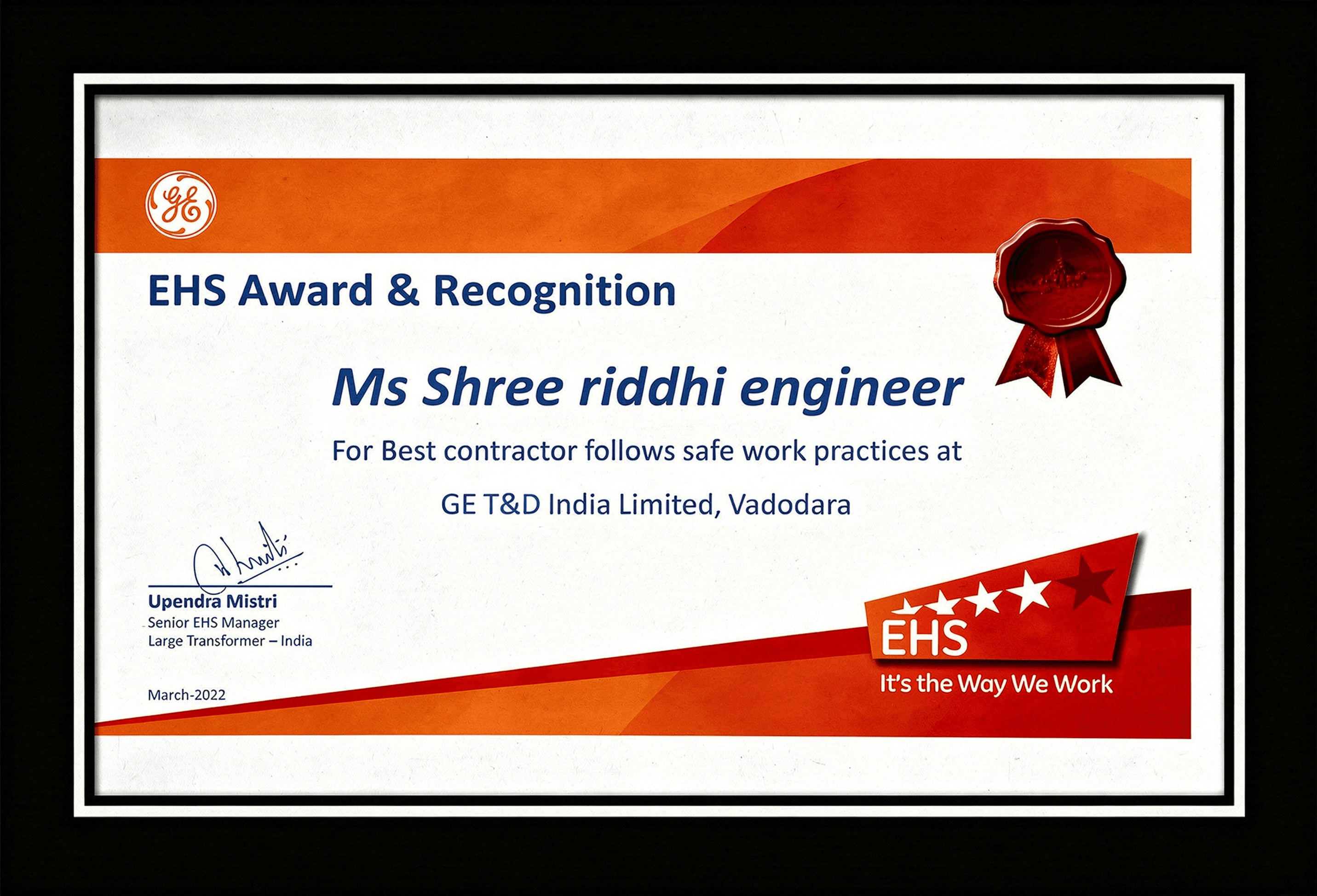 Award Certificate